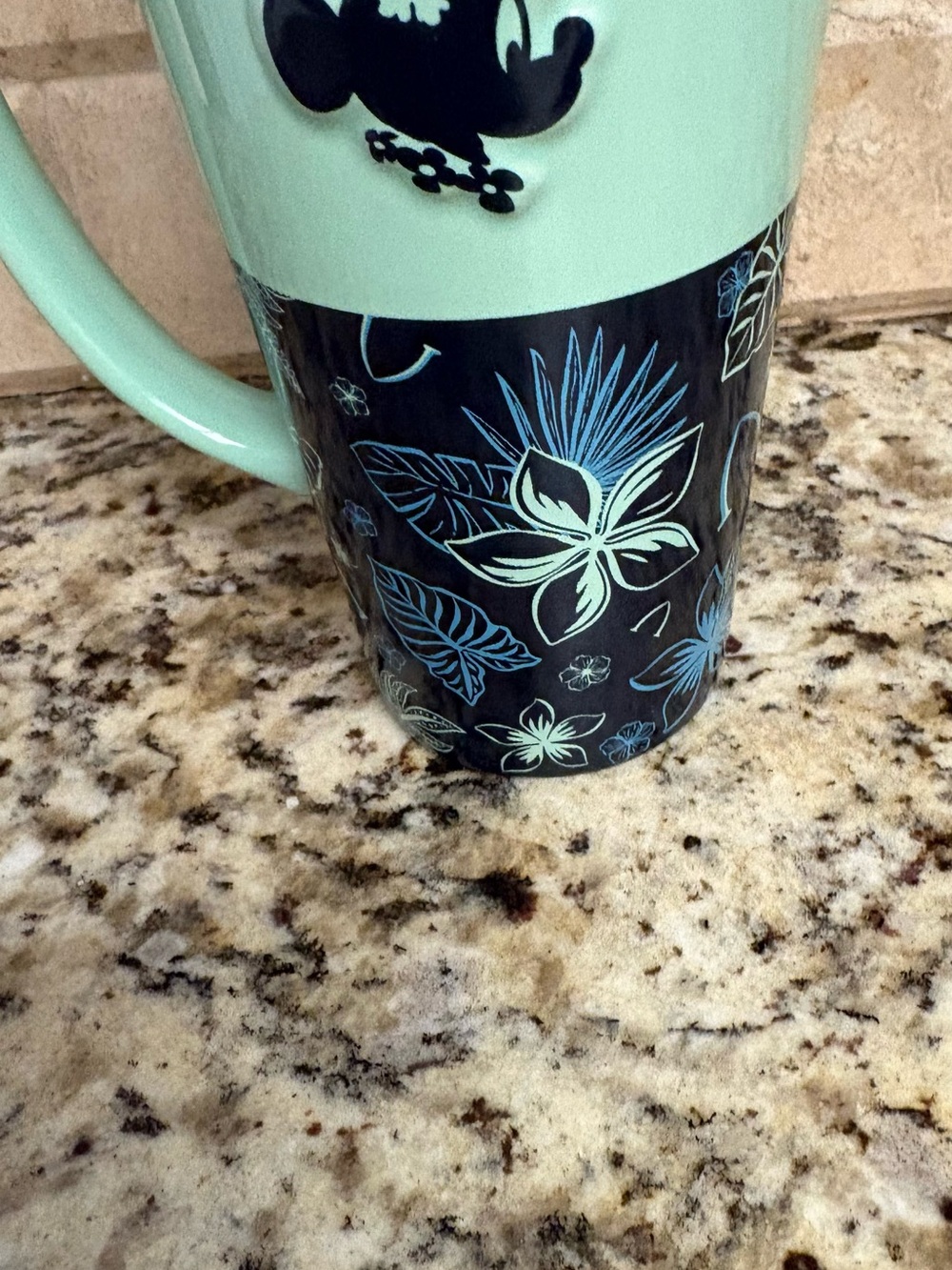 Disney Mint and Black Floral Ceramic Mug